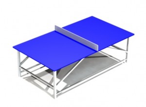 Синий теннисный стол с металлическим основанием